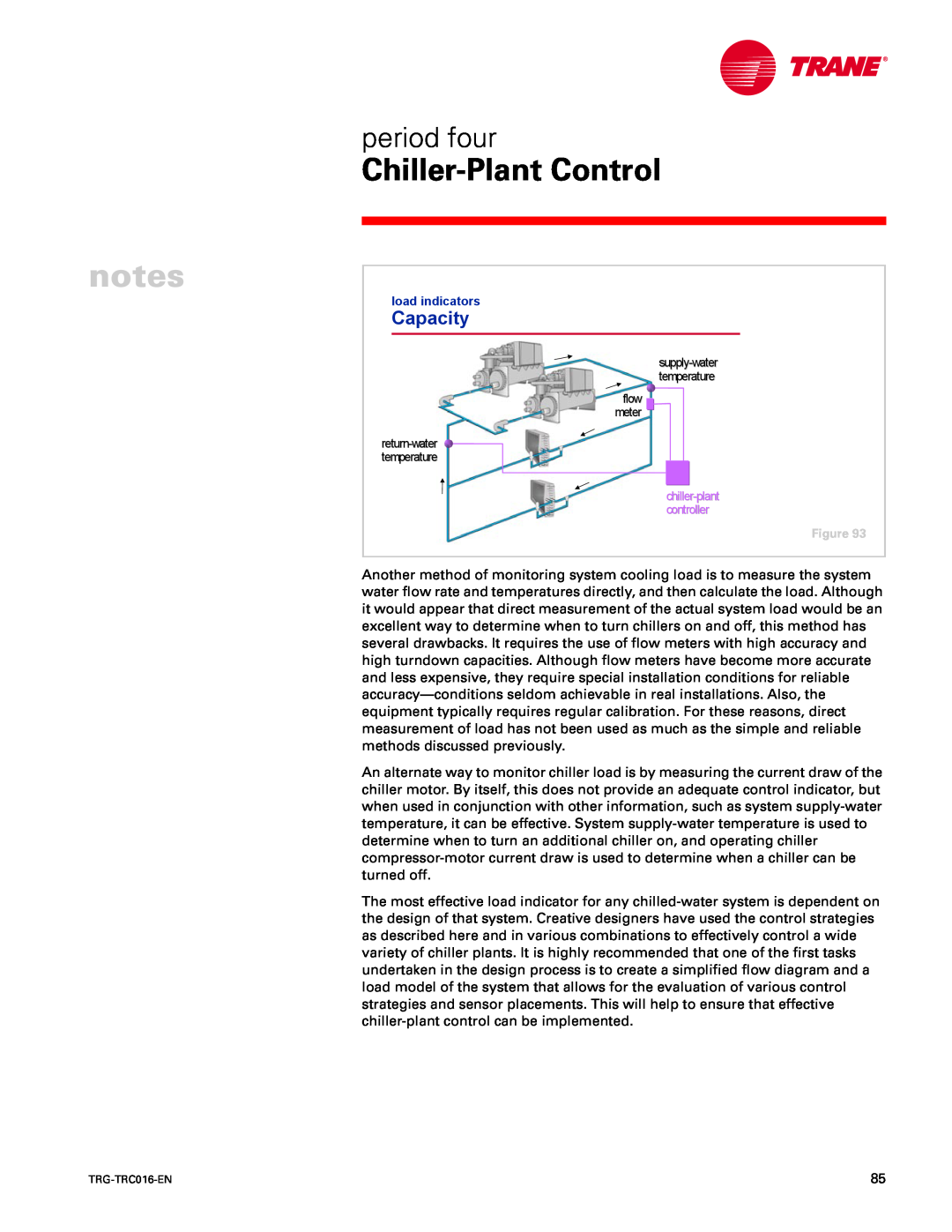 Trane TRG-TRC016-EN manual Capacity, notes, Chiller-PlantControl, period four 