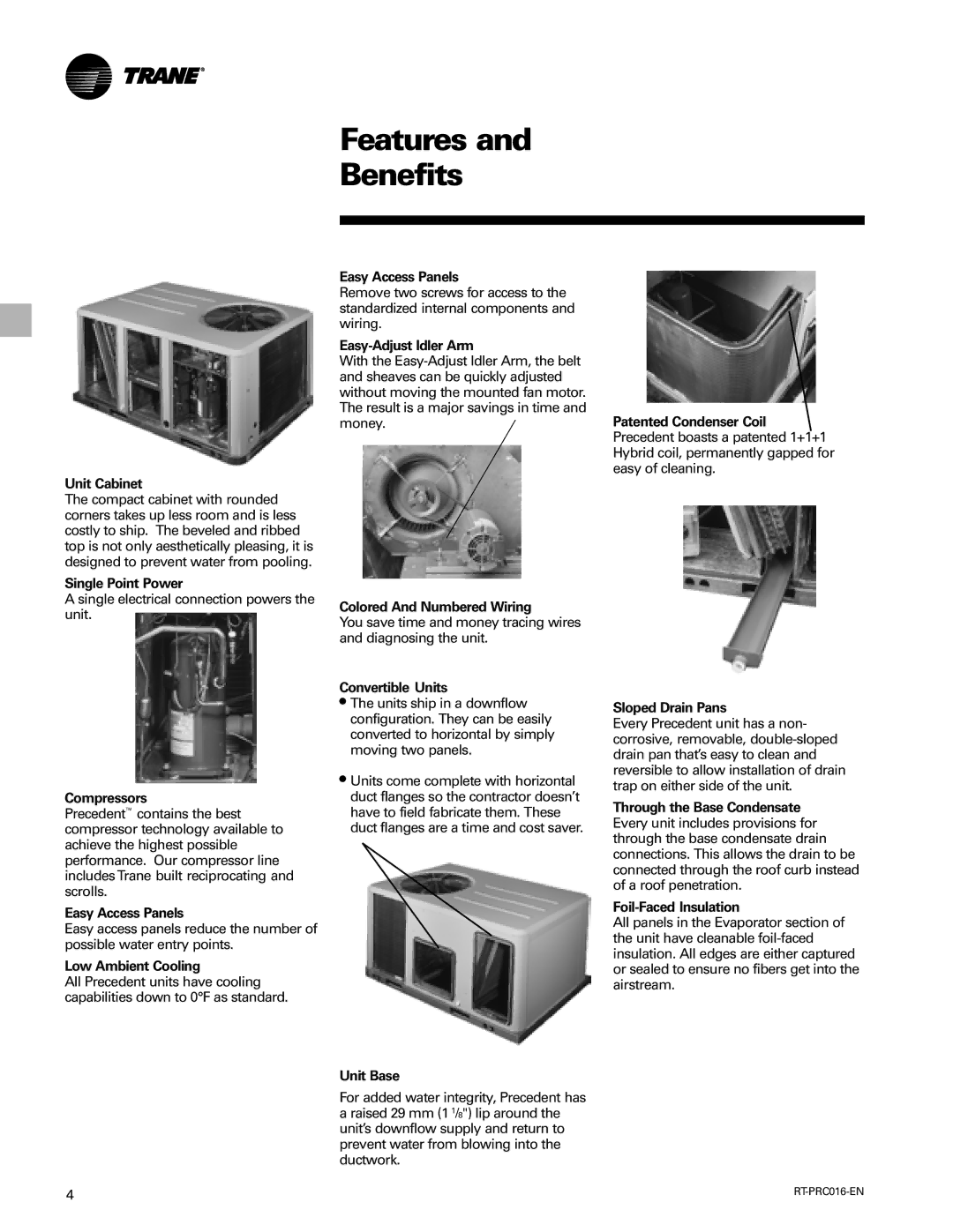 Trane TSC060-120 manual Features and Benefits 