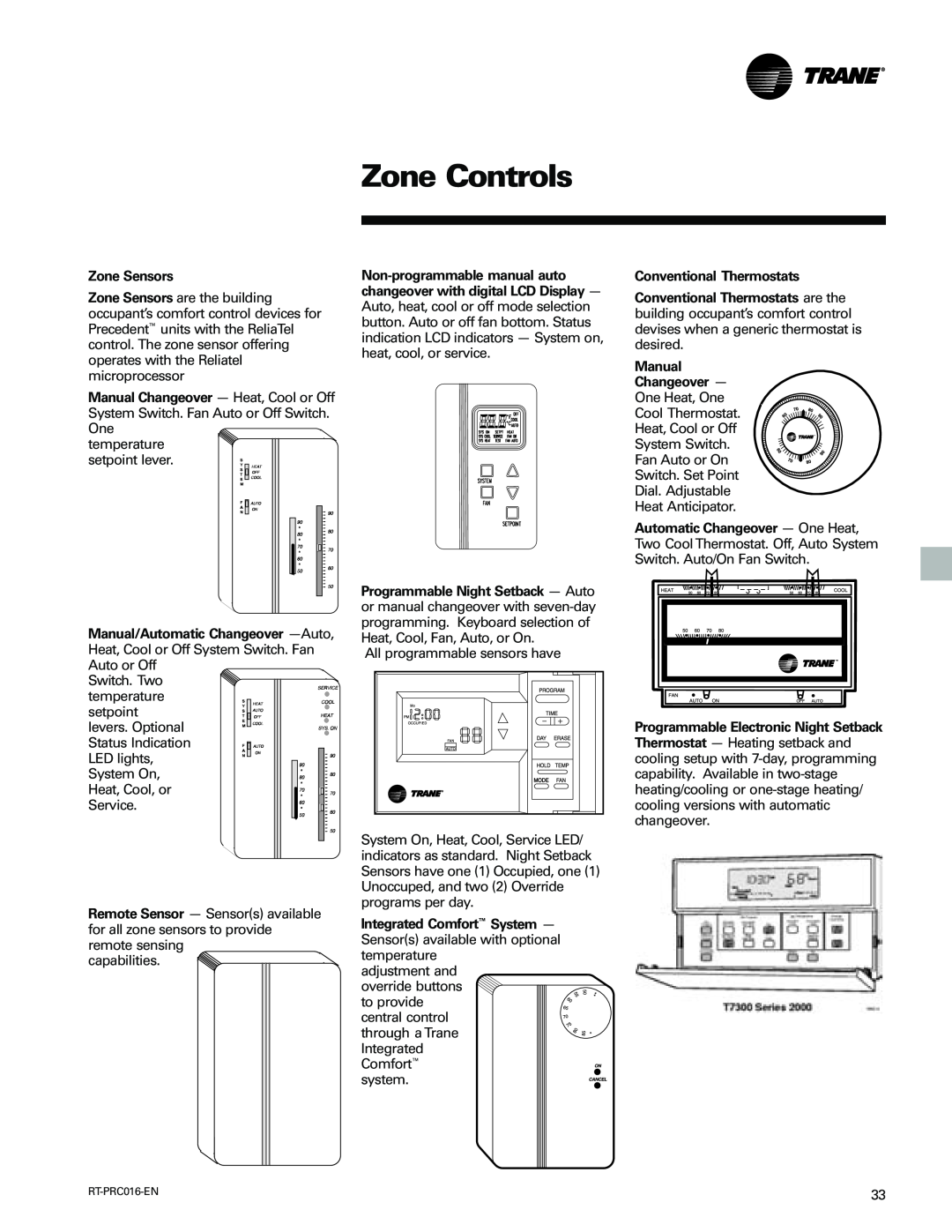 Trane TSC060-120 manual Zone Controls 