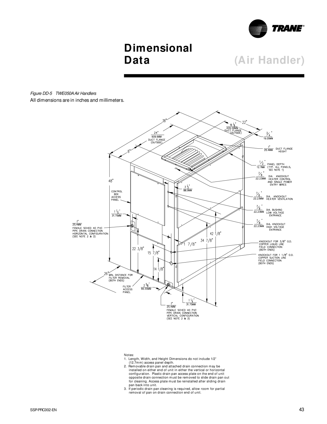 Trane TWA075A, TWE200B, TWA200B manual Figure DD-5 TWE050AAir Handlers 