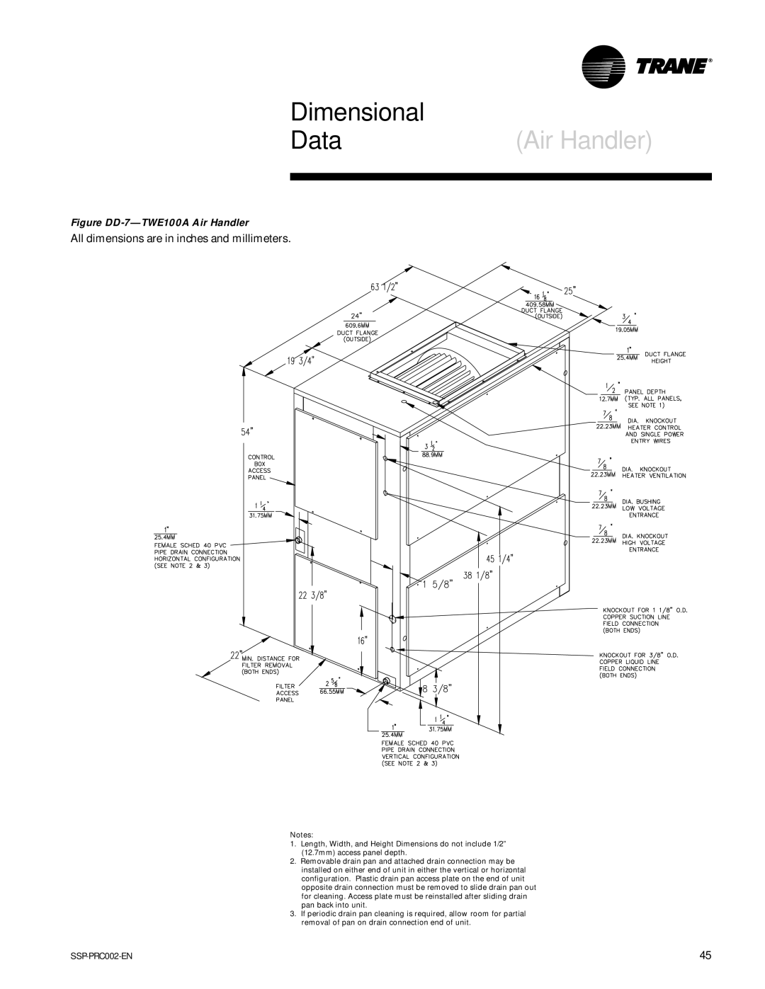 Trane TWE200B, TWA075A, TWA200B, TWE050A manual Figure DD-7-TWE100A Air Handler 