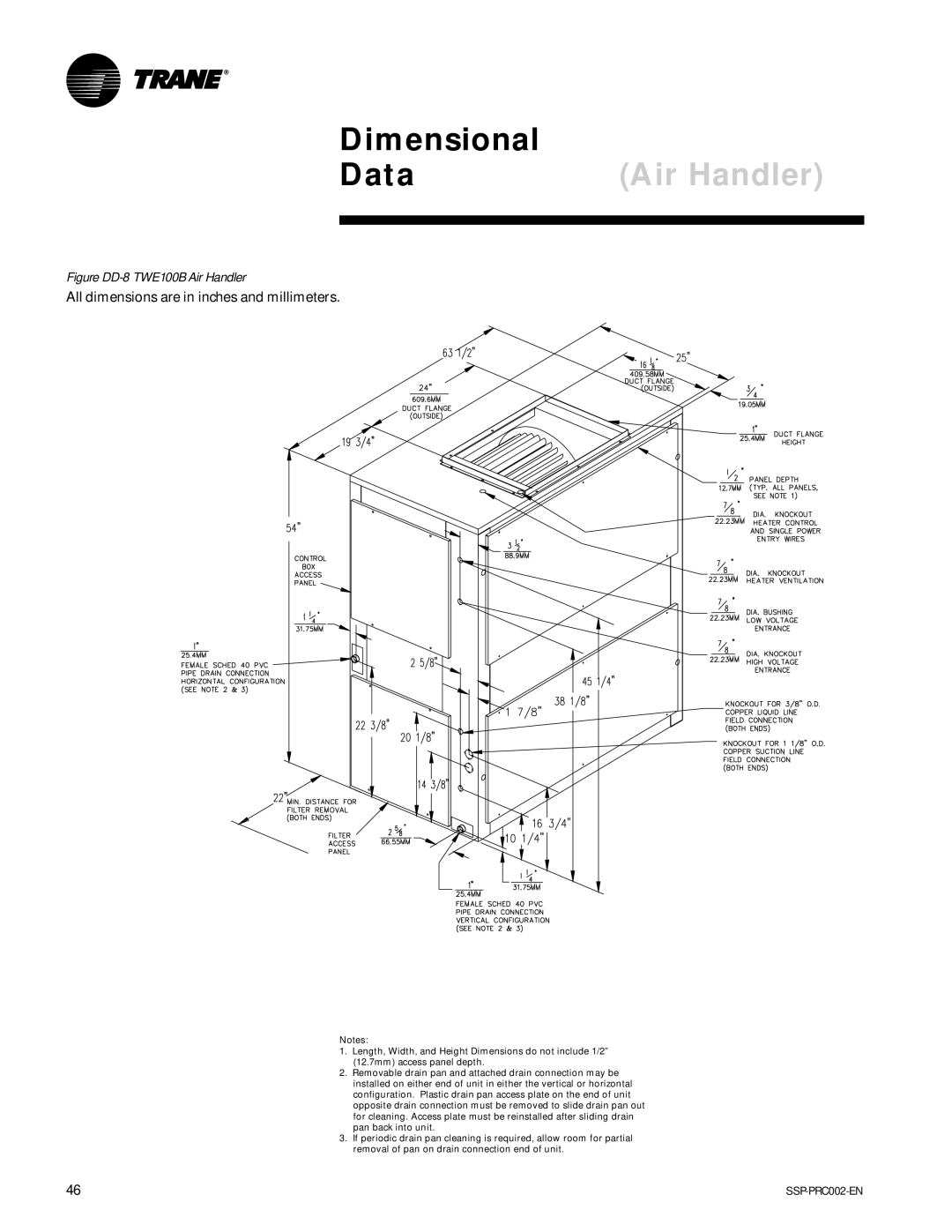 Trane TWA200B, TWA075A, TWE200B, TWE050A manual Figure DD-8-TWE100B Air Handler 