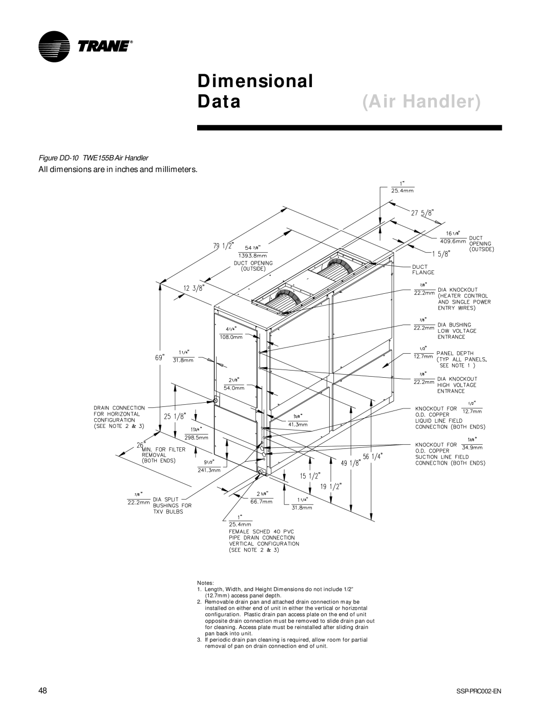 Trane TWA075A, TWE200B, TWA200B, TWE050A manual Figure DD-10- TWE155B Air Handler 