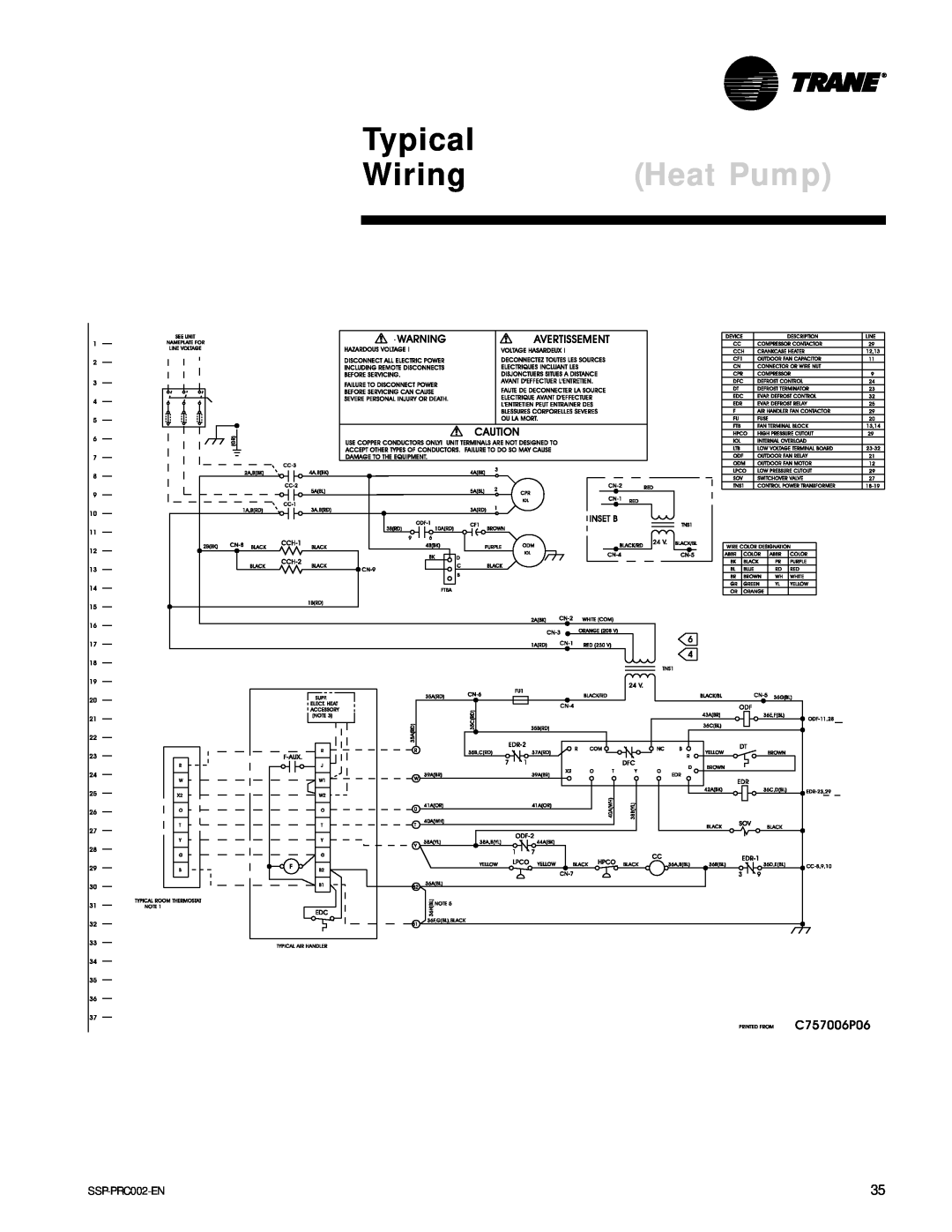 Trane TWE050A, TWA075A, TWE200B, TWA200B manual Typical, Wiring, Heat Pump 