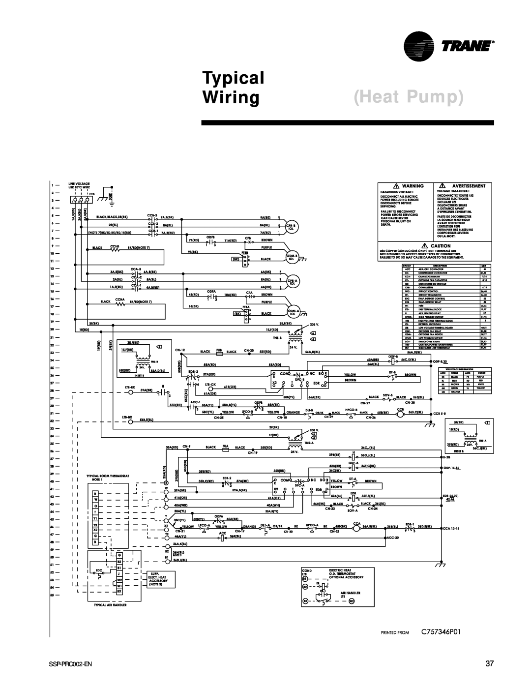 Trane TWE200B, TWA075A, TWA200B, TWE050A manual Typical, Heat Pump, Wiring 