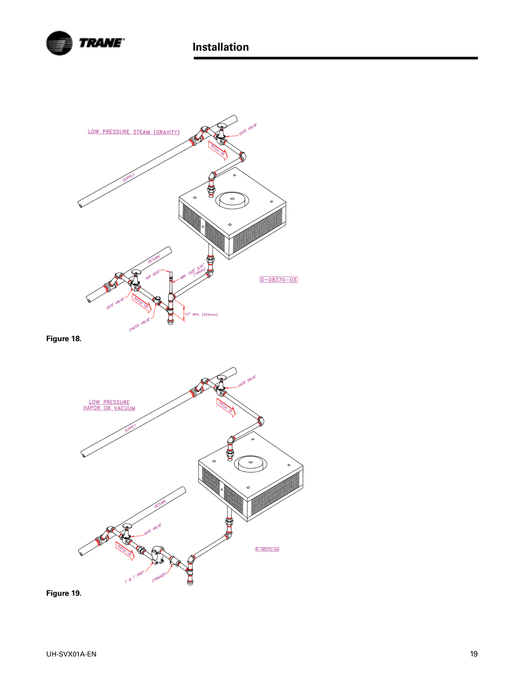 Trane UH-SVX01A-EN manual Installation 