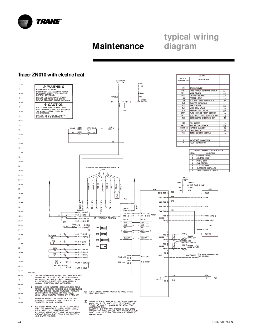 Trane UNT-SVX07A-EN, UniTrane Fan-Coil & Force Flo Air Conditioners manual Tracer ZN010 with electric heat 