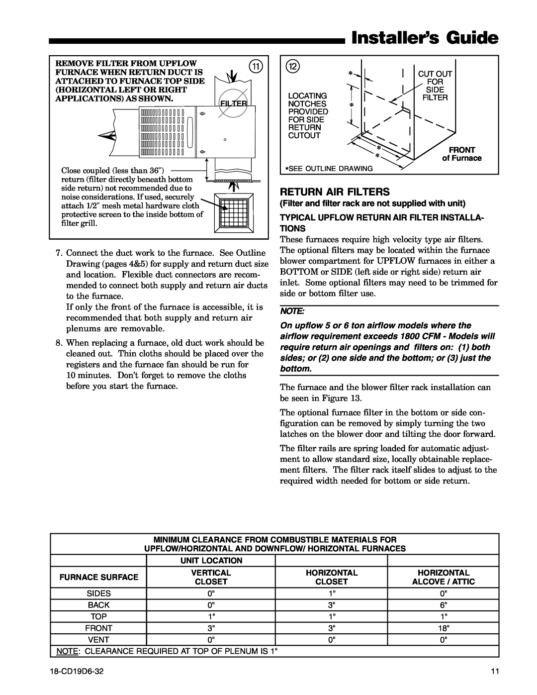 Trane DX1B080A9421A, UX1C100A9481A, UX1C080A9601A manual Installer’s Guide, Filter and filter rack are not supplied with unit 