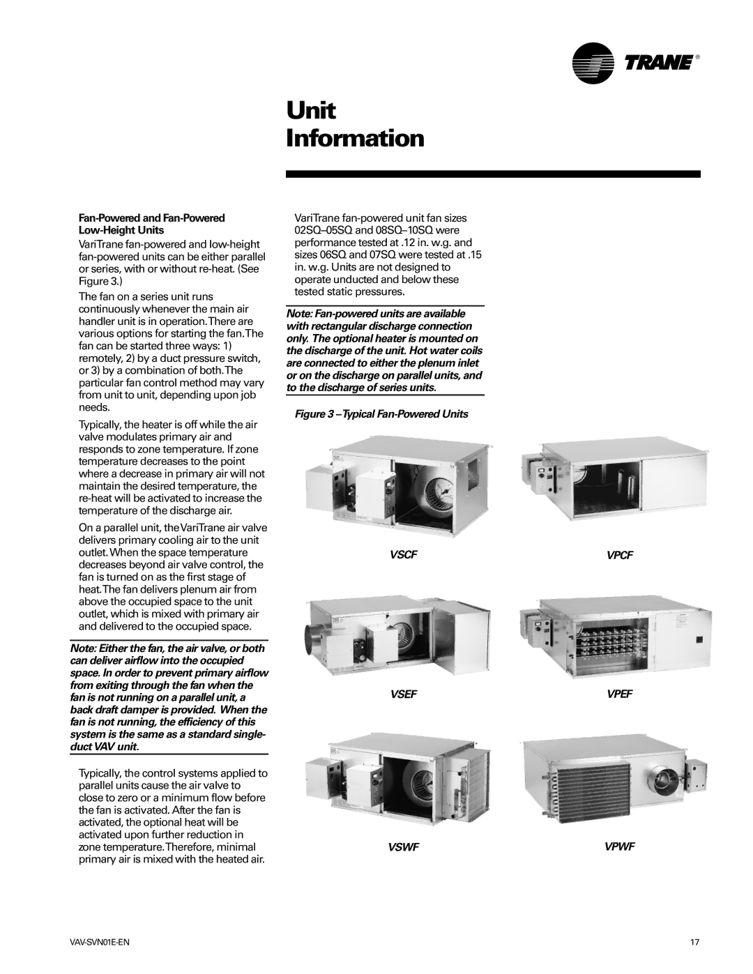 Trane Trane, VAV-SVN01E-EN manual Fan-Powered and Fan-Powered Low-Height Units, Typical Fan-Powered Units 