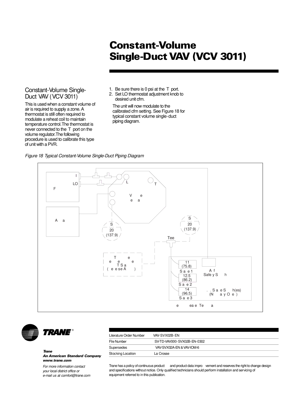 Trane VAV-SVX02B-EN manual Constant-Volume Single-Duct VAV VCV, Constant-Volume Single- Duct VAV VCV 