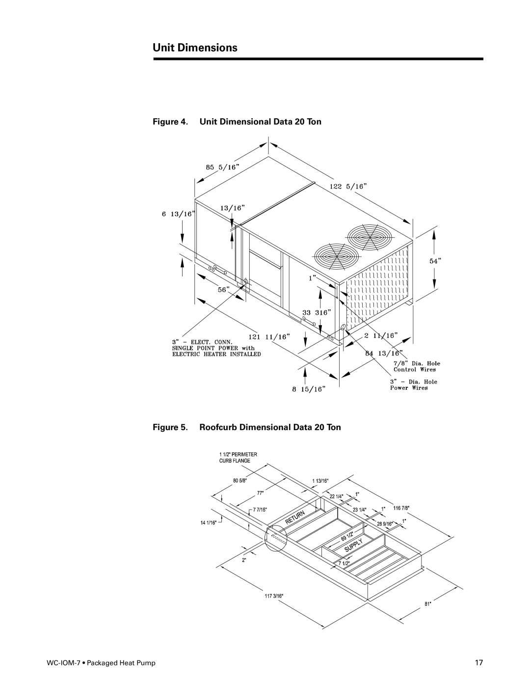 Trane WC-IOM-7 manual Unit Dimensional Data 20 Ton 