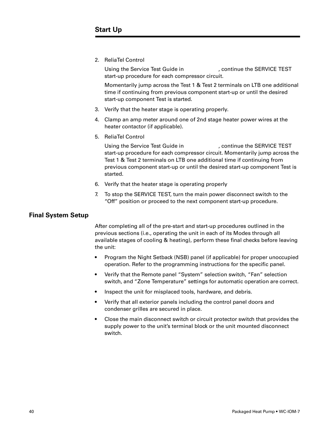 Trane WC-IOM-7 manual Final System Setup 