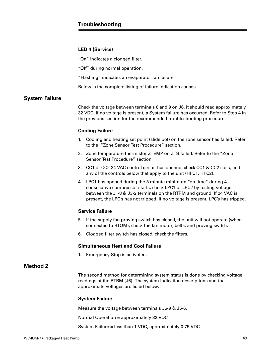 Trane WC-IOM-7 manual System Failure, Method 