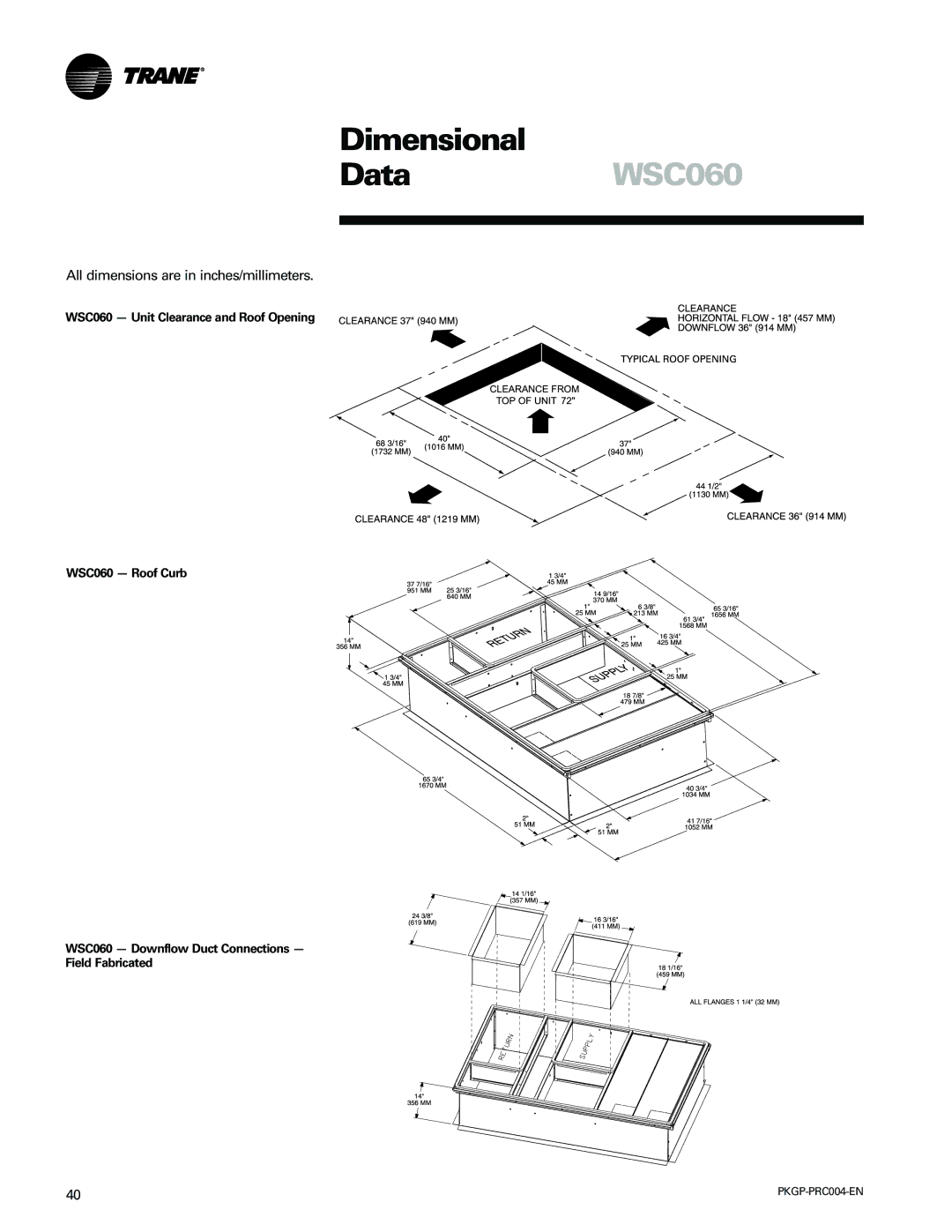 Trane WSC060-120 manual DataWSC060 