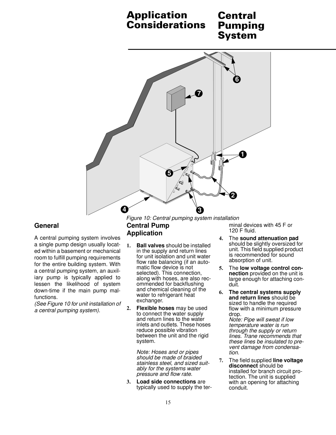 Trane WSHP-DS-6 manual Application Central Considerations Pumping System, Central Pump Application 