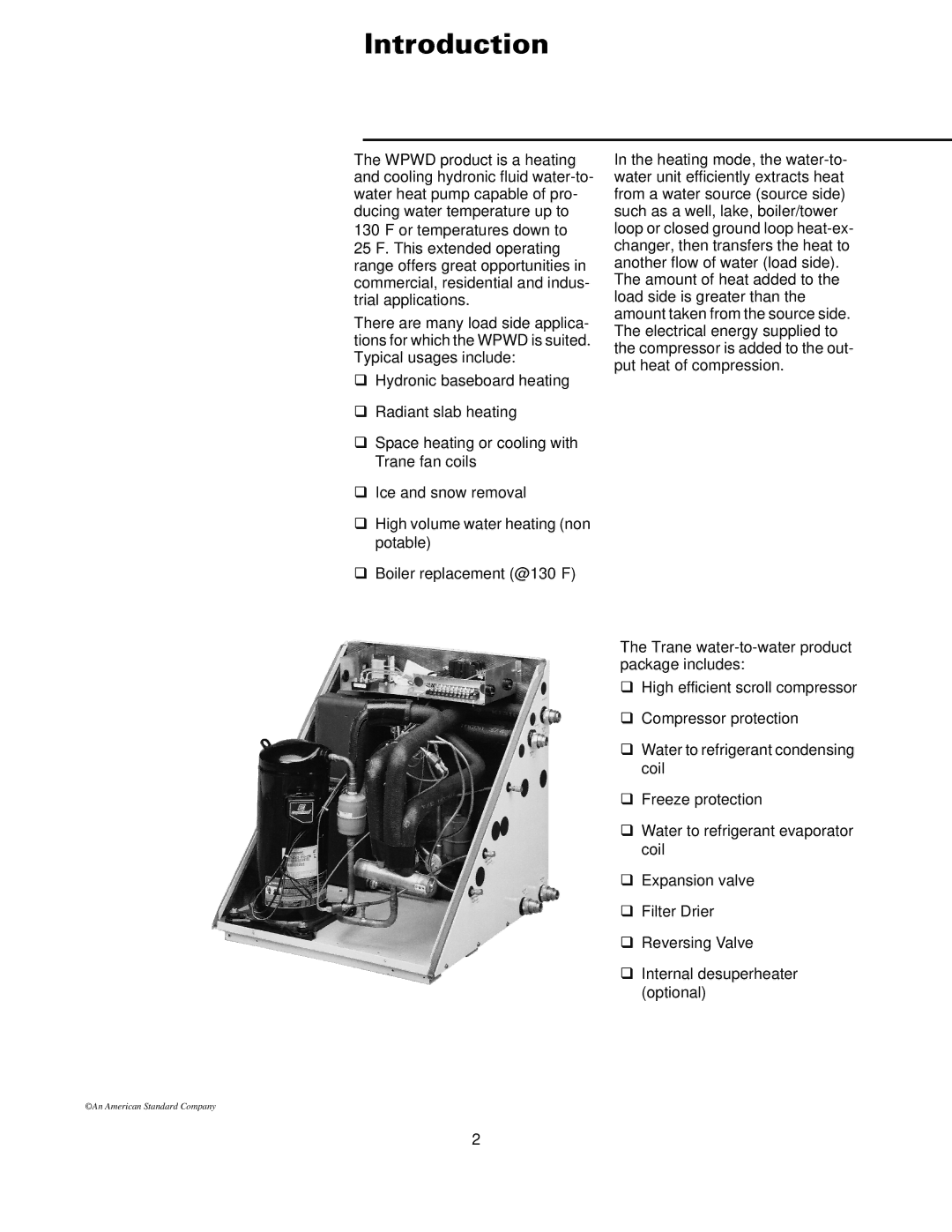 Trane WSHP-DS-6 manual Introduction 