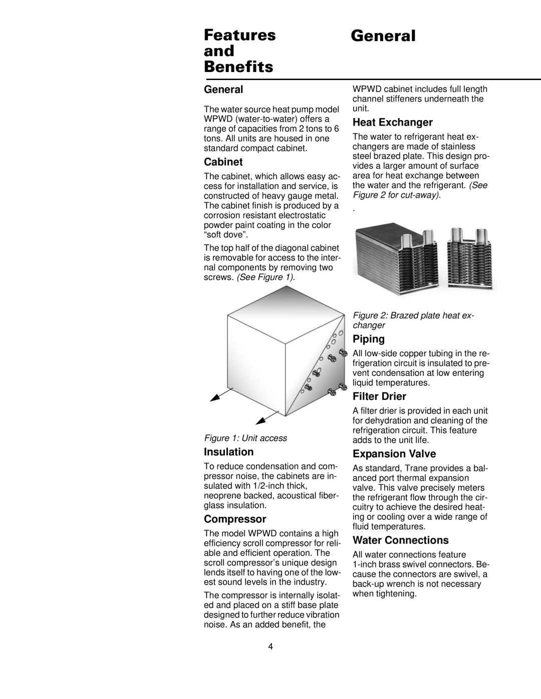 Trane WSHP-DS-6 manual Features General Benefits 