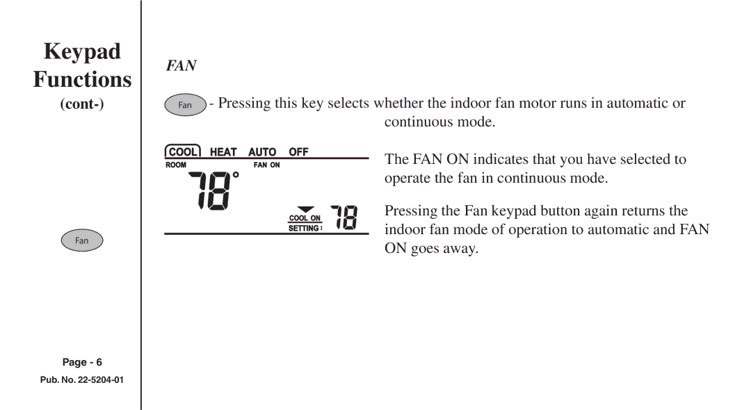 Trane XB200 manual Fan 