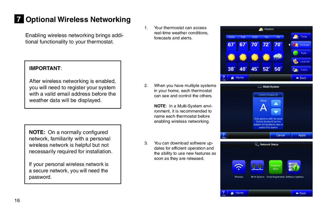 Trane XL950 manual Optional Wireless Networking 