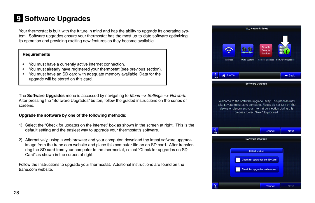 Trane XL950 manual Software Upgrades, Requirements 