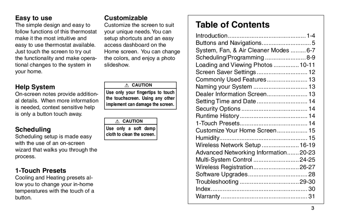 Trane XL950 manual Table of Contents 