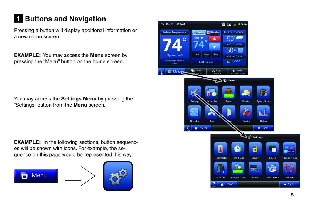 Trane XL950 manual Buttons and Navigation 