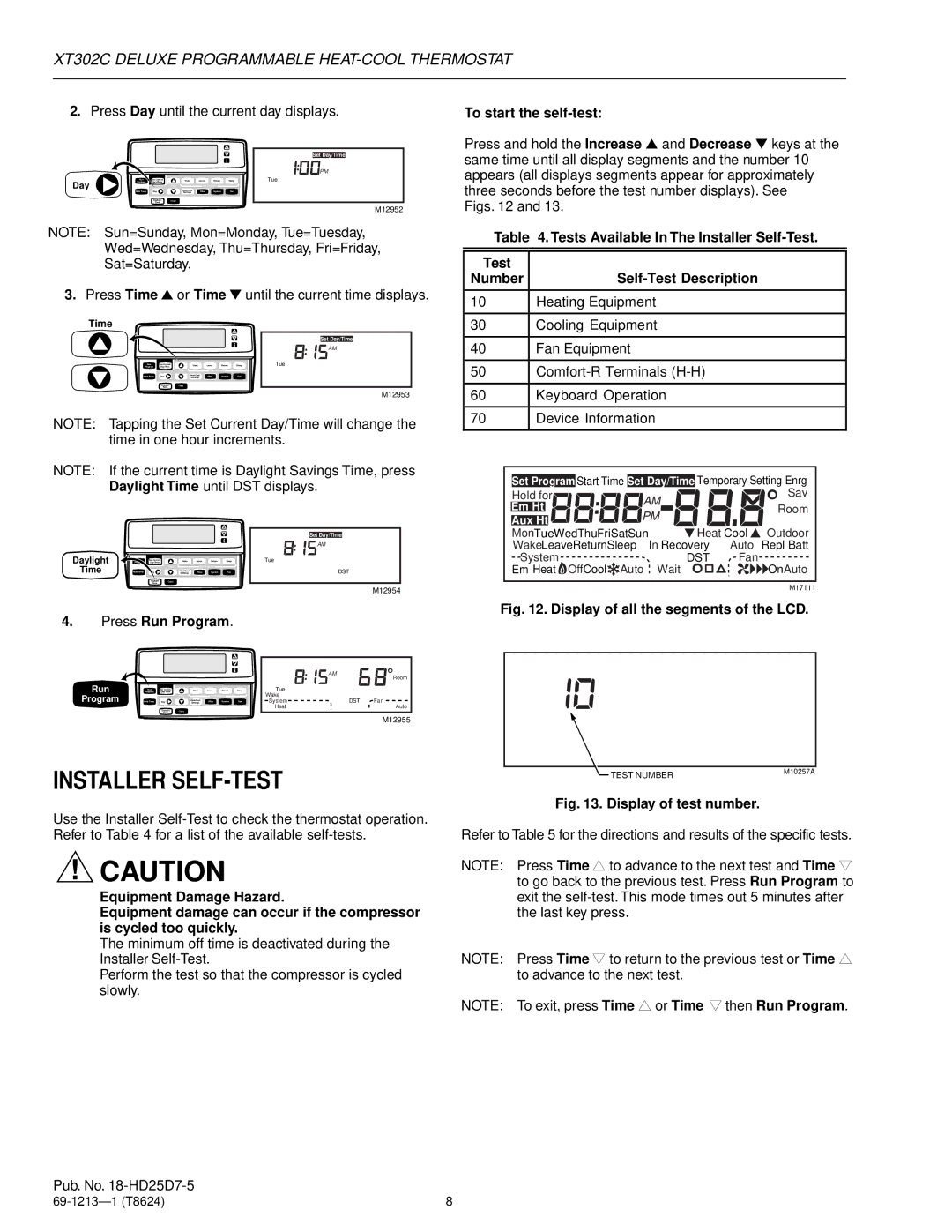 Trane XT302C Installer SELF-TEST, Press Run Program, To start the self-test, Tests Available In The Installer Self-Test 