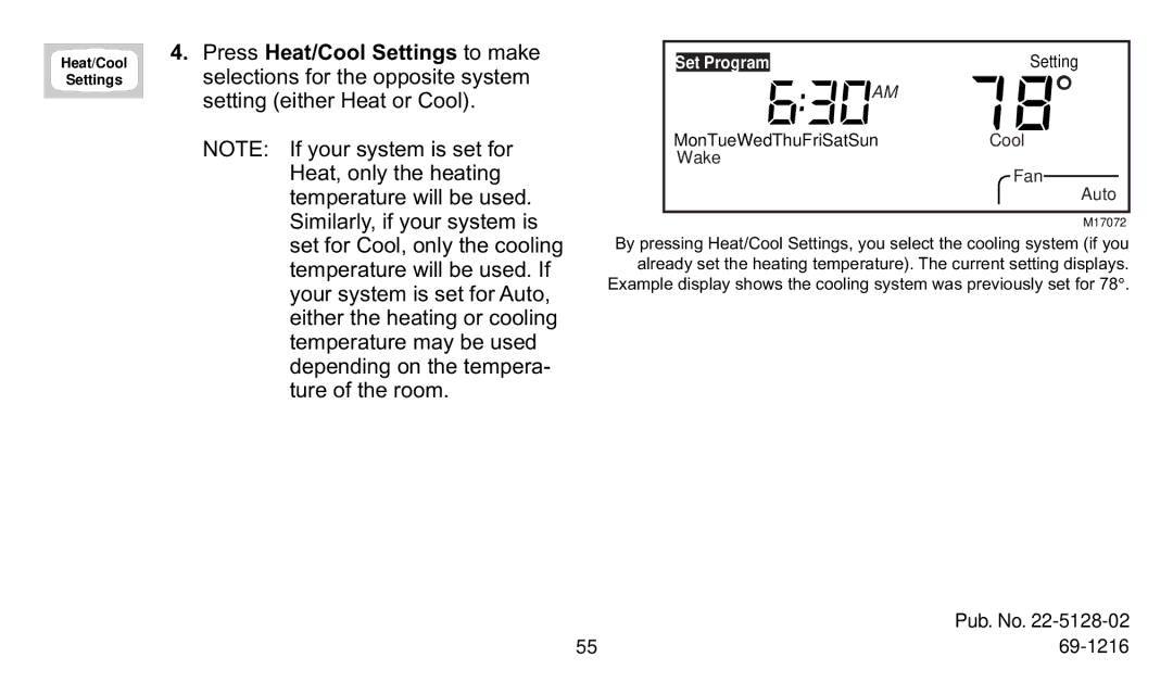 Trane XT500C manual MonTueWedThuFriSatSun Cool Wake Fan 