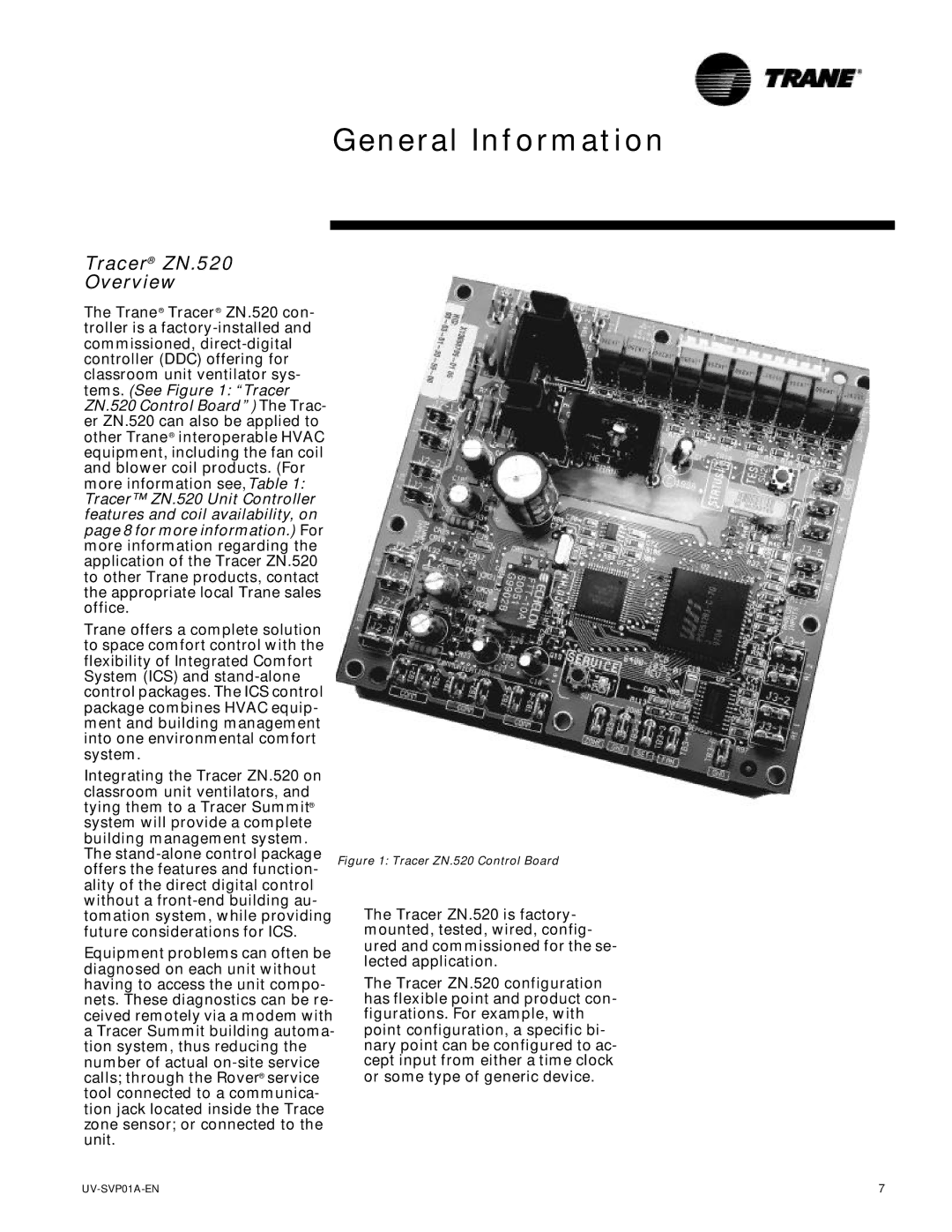 Trane Tracer Unit Ventilator manual General Information, Tracer ZN.520 Overview 