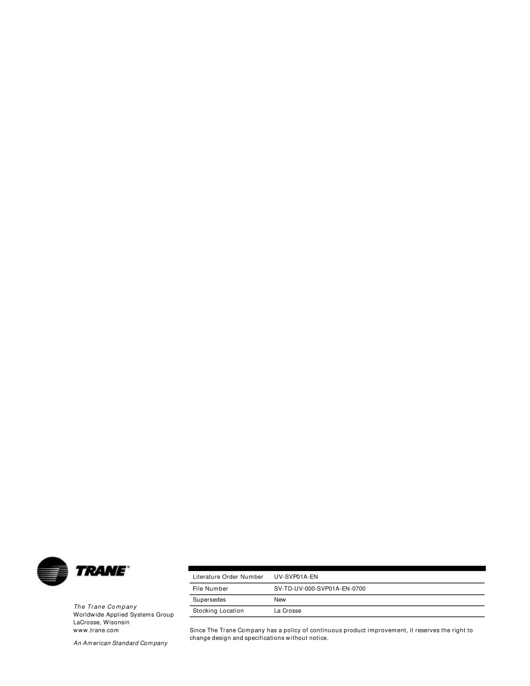 Trane ZN.520, Tracer Unit Ventilator manual Trane Company 