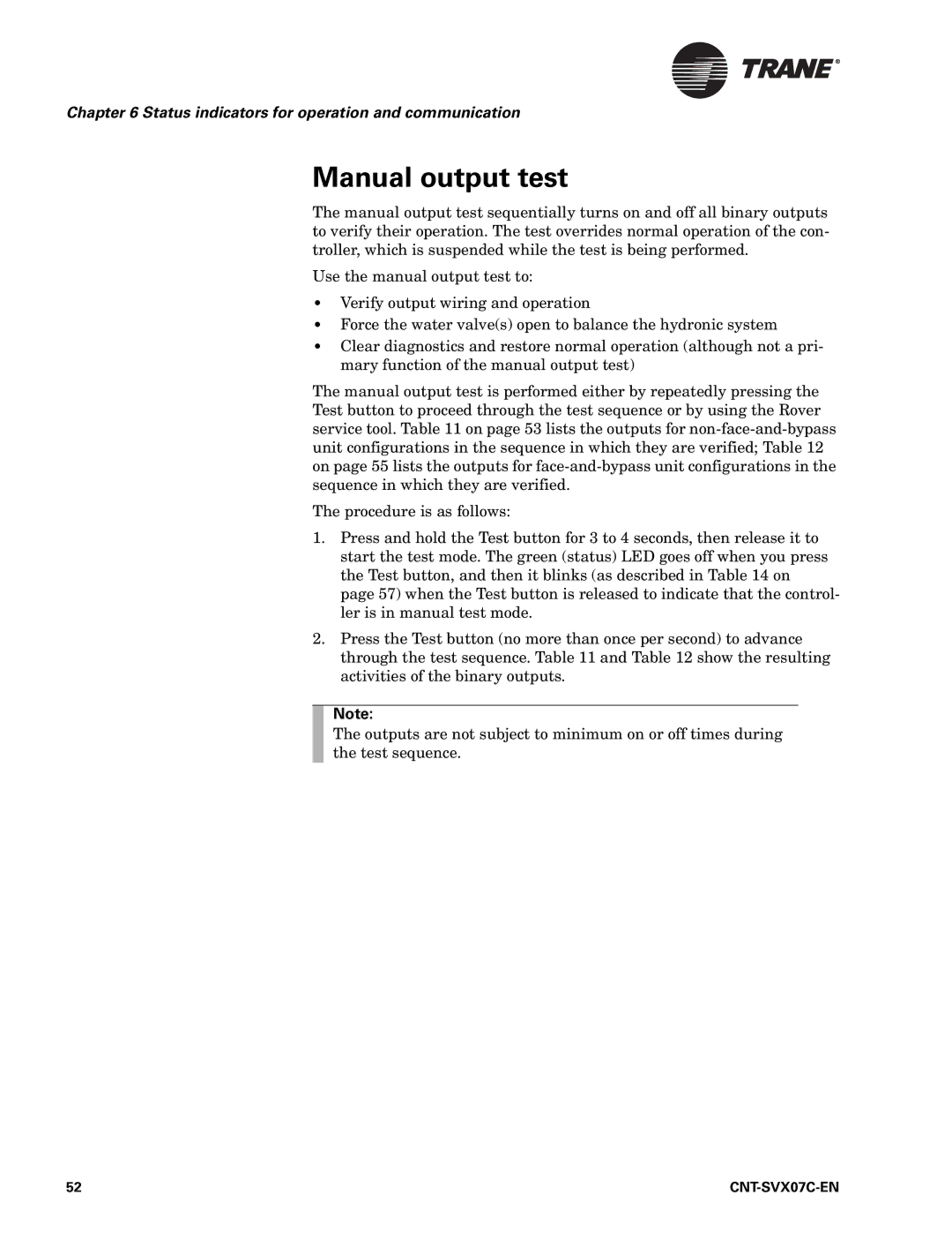 Trane CNT-SVX07C-EN, Zone Controller, N512 manual Manual output test 