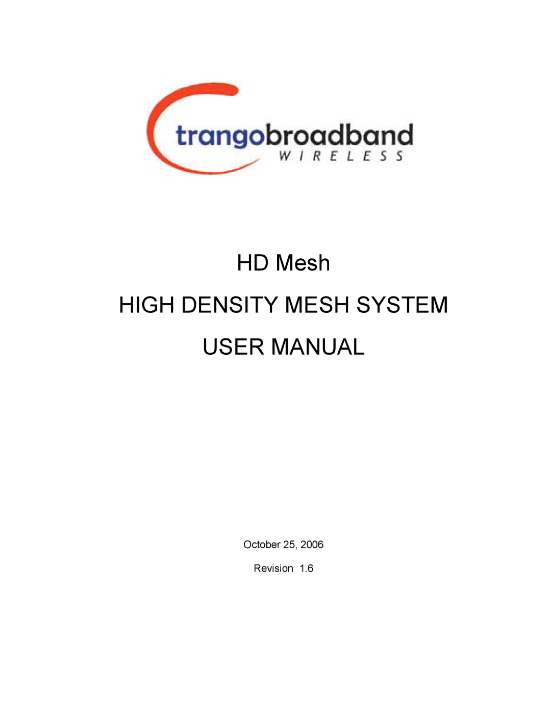 Trango Broadband High Density Mesh System user manual 