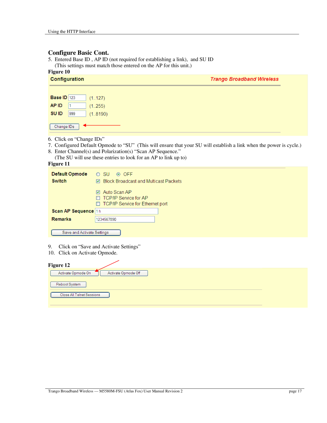 Trango Broadband M5580M-FSU user manual Configure Basic 