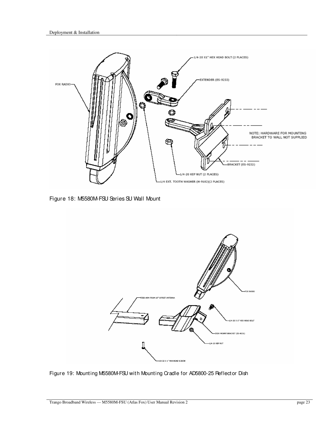 Trango Broadband user manual M5580M-FSU Series SU Wall Mount 