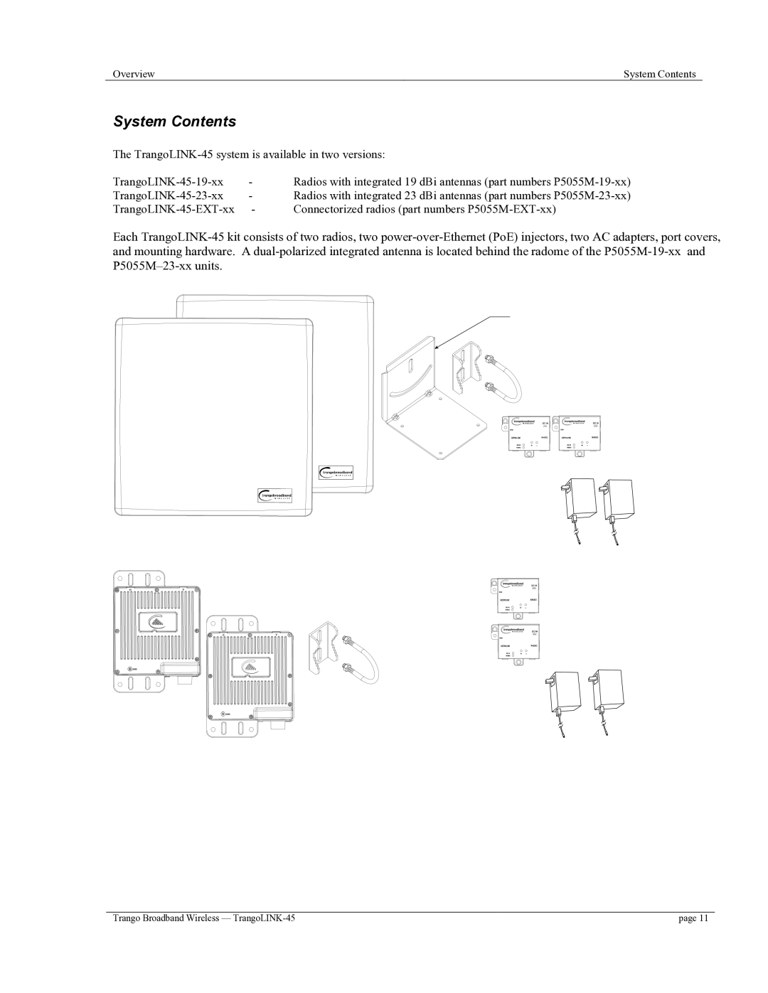 Trango Broadband TrangoLINK-45TM user manual System Contents 