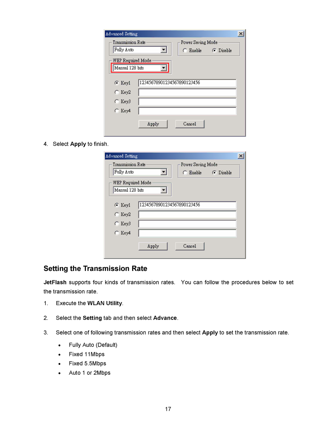 Transcend Information 128MB-256MB JetFlash user manual Setting the Transmission Rate 