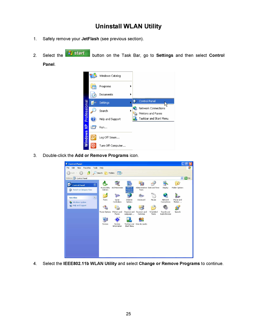 Transcend Information 128MB-256MB JetFlash user manual Uninstall Wlan Utility 