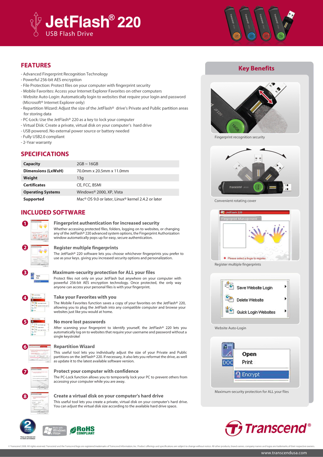 Transcend Information 220 manual 