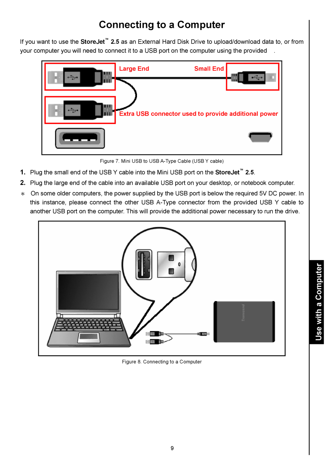 Transcend Information 2.5 IDE user manual Connecting to a Computer, Use with a Computer 