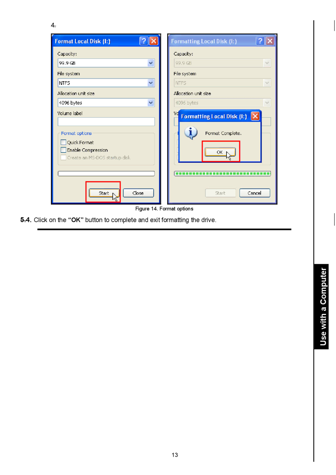 Transcend Information 2.5 IDE user manual Format options 