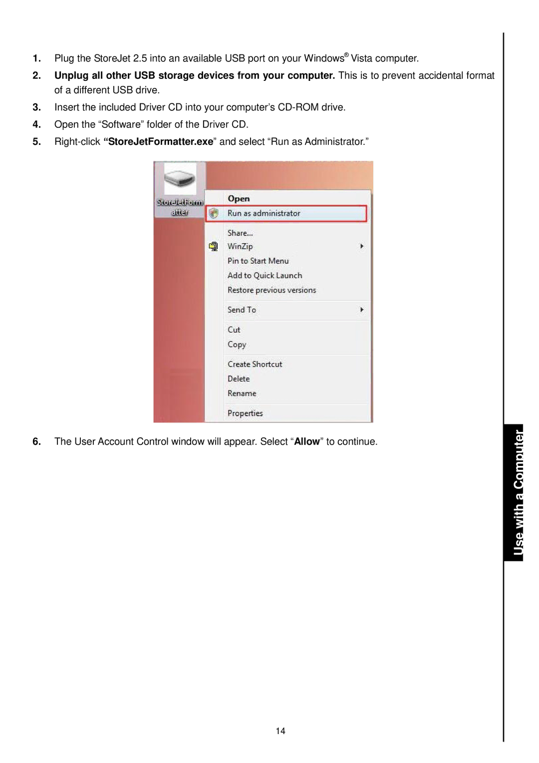 Transcend Information 25 user manual Use with a Computer 