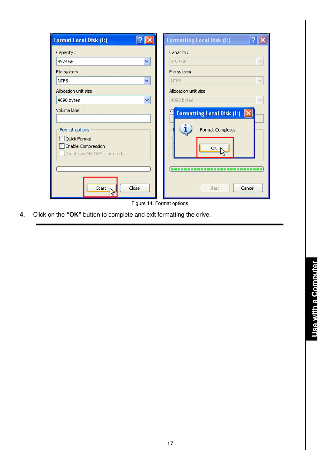 Transcend Information 25 user manual Format options 