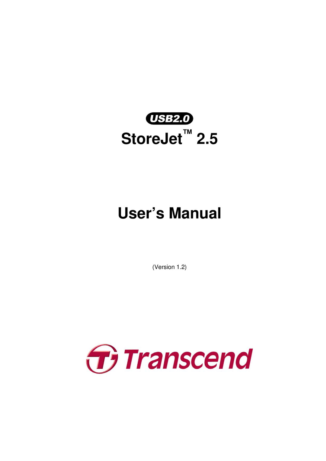 Transcend Information 2.5 user manual StoreJet User’s Manual 