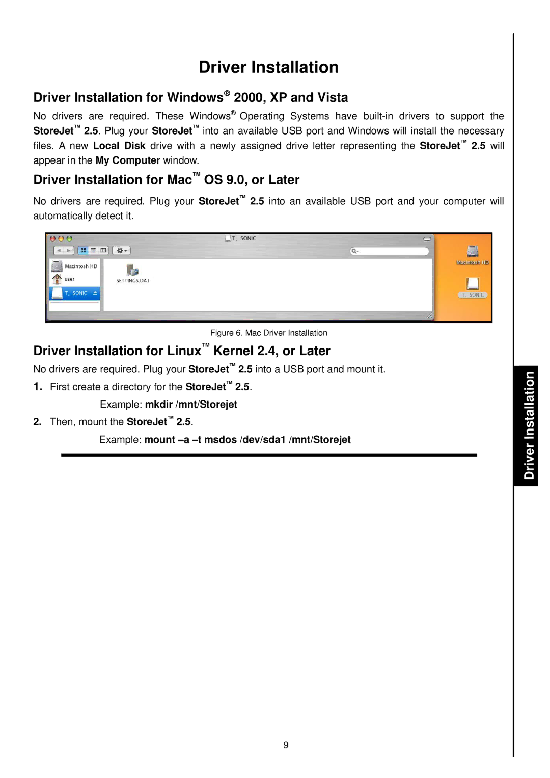 Transcend Information 2.5 user manual Driver Installation for Windows→ 2000, XP and Vista 