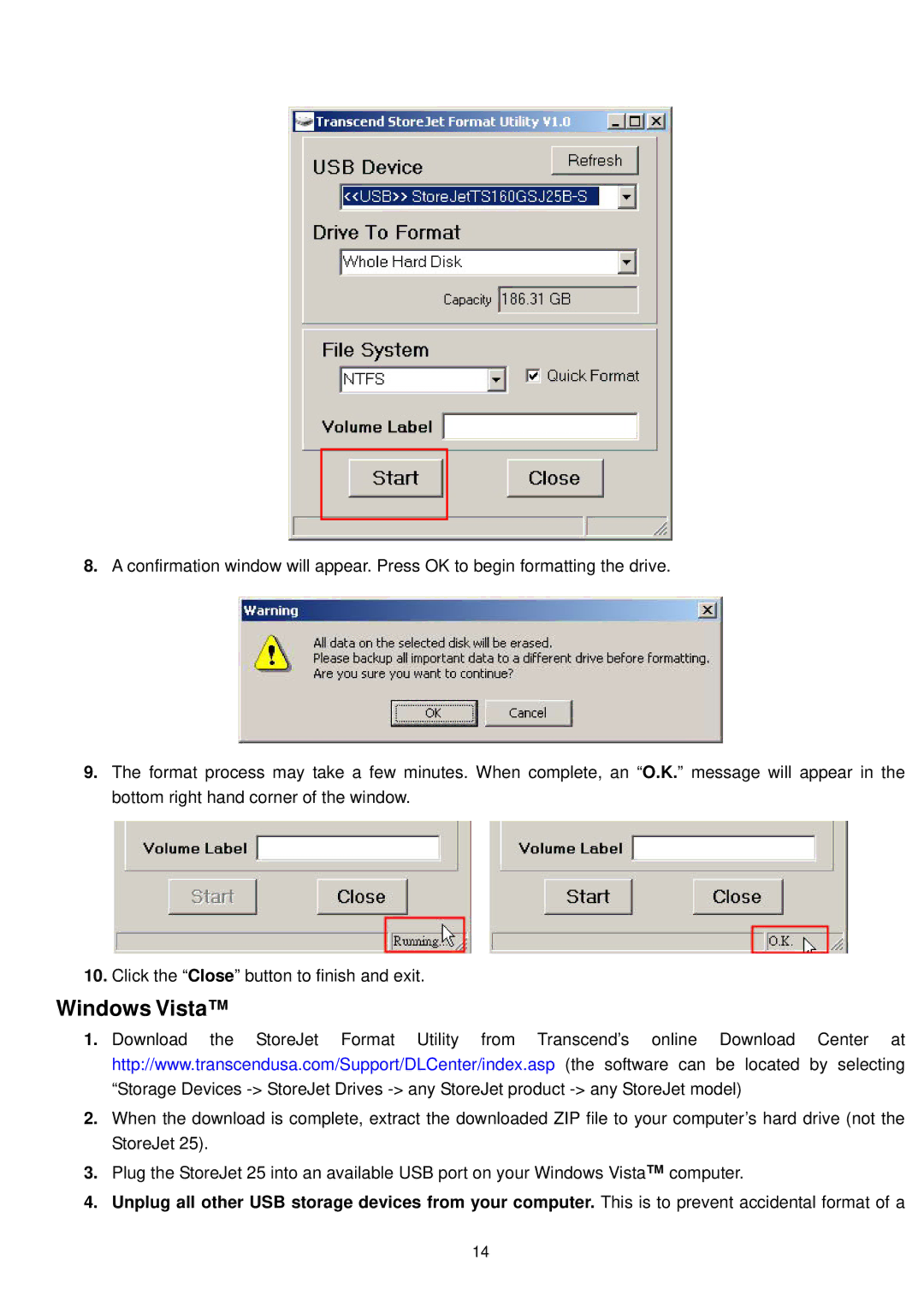 Transcend Information 2.5 user manual Windows Vista 