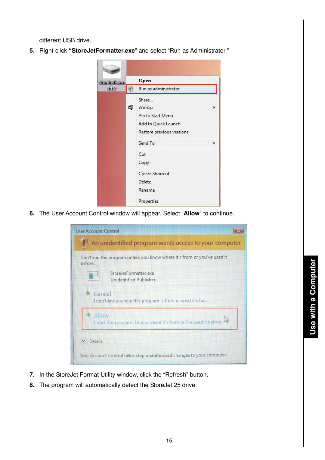 Transcend Information 2.5 user manual Use with a Computer 