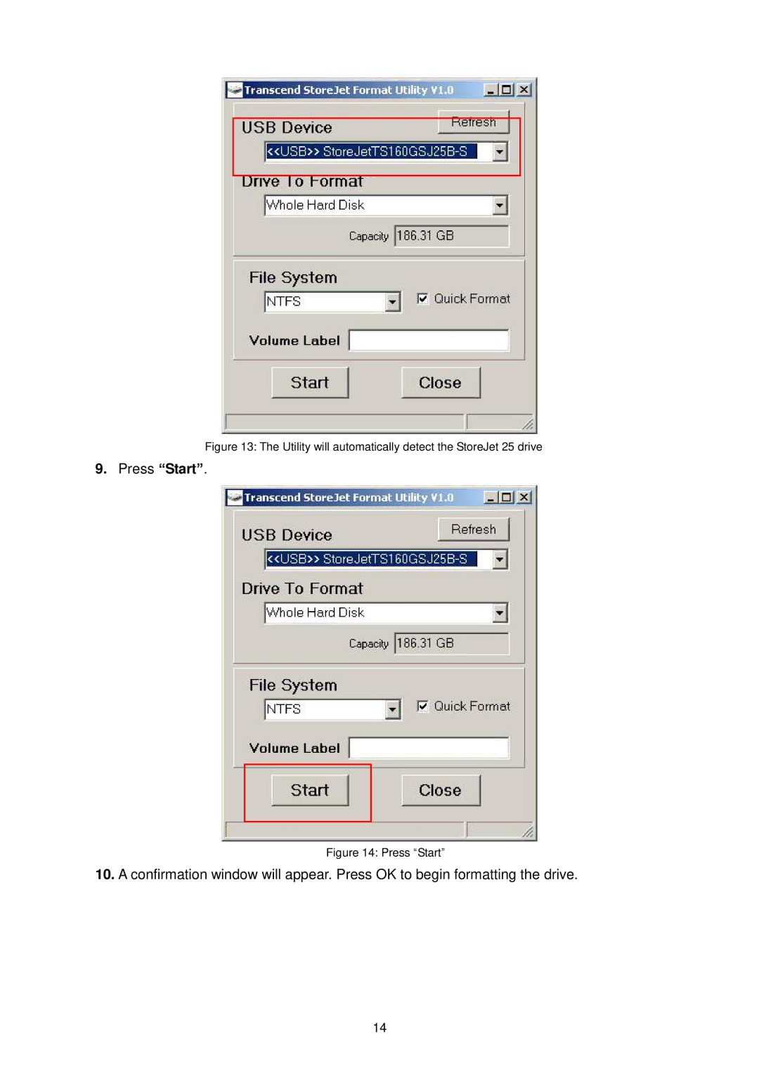 Transcend Information 25F user manual Press Start 