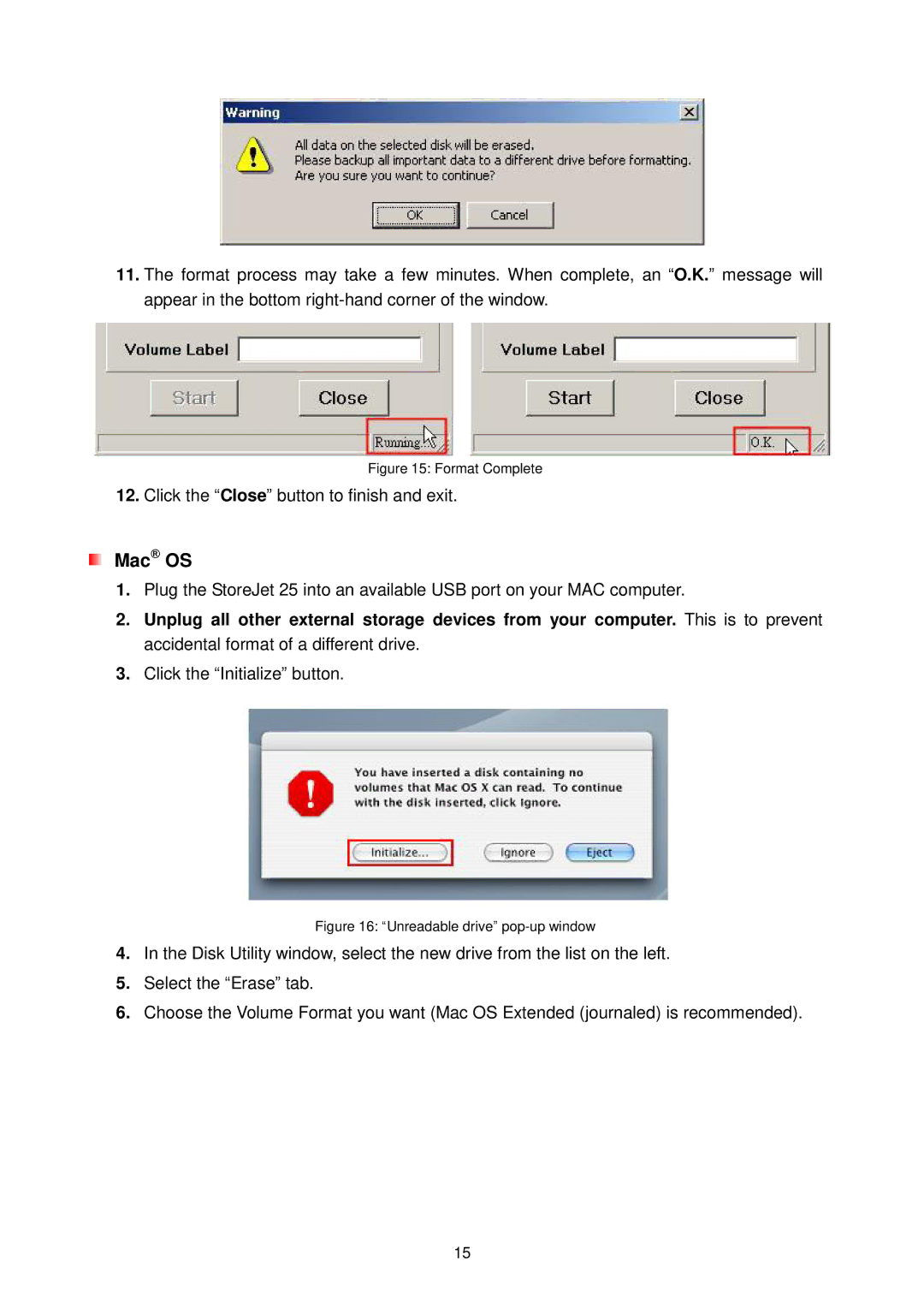 Transcend Information 25F user manual Unreadable drive pop-up window 