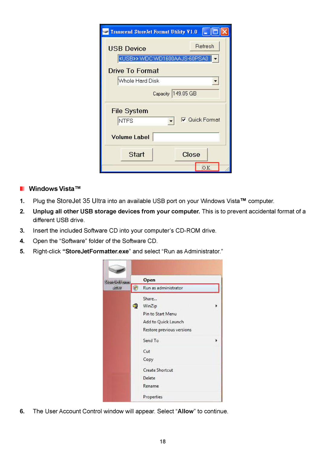 Transcend Information 35 Ultra user manual Windows Vista 