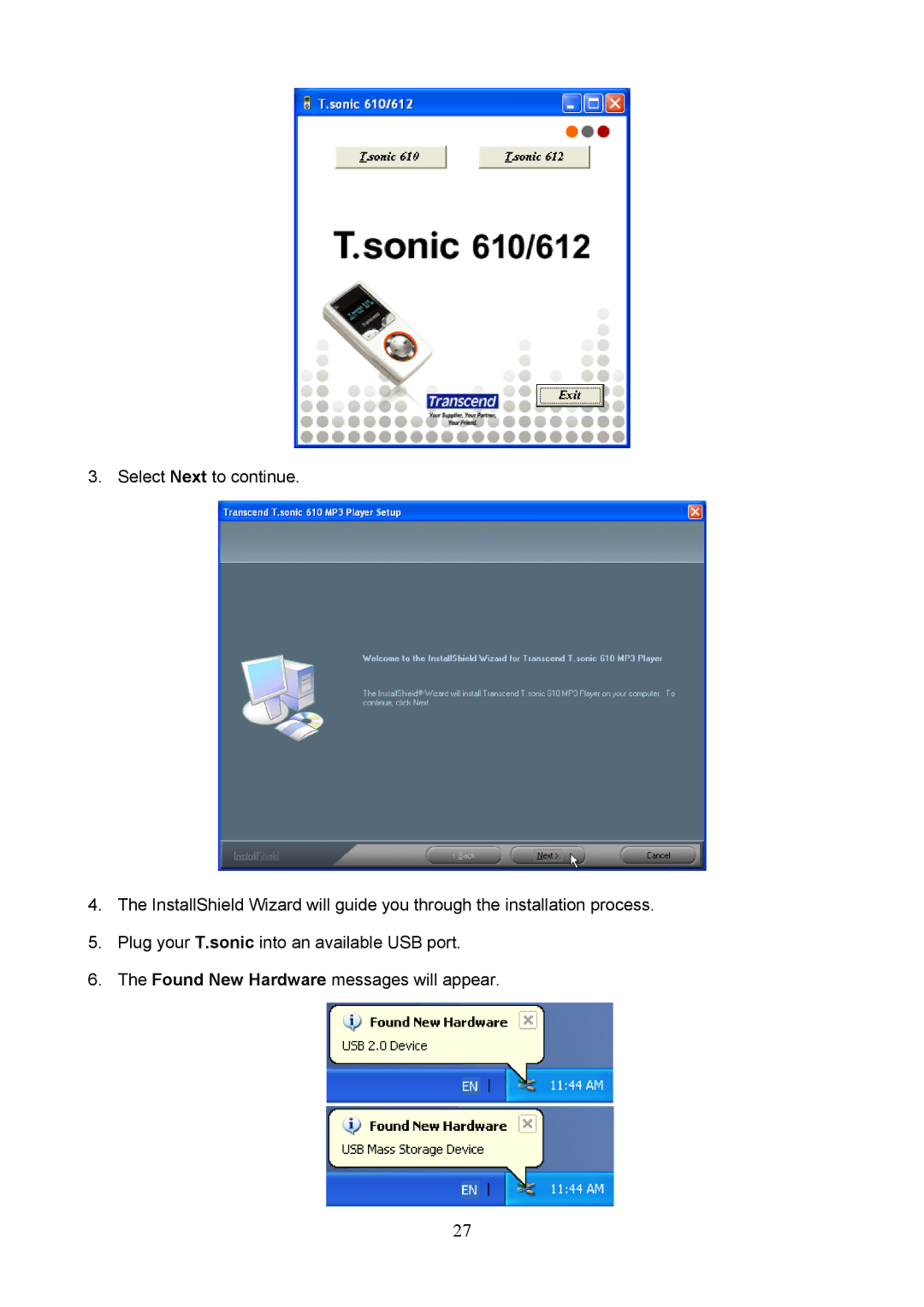 Transcend Information 610, 612 user manual 